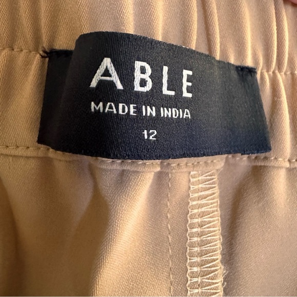 NWT ABLE Claire Crepe Wide Leg Pant in "Camel" Tan Size 12 - Picture 9 of 15
